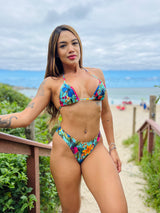 Conjunto Top Cortininha + Calcinha Fio Duplo Primavera