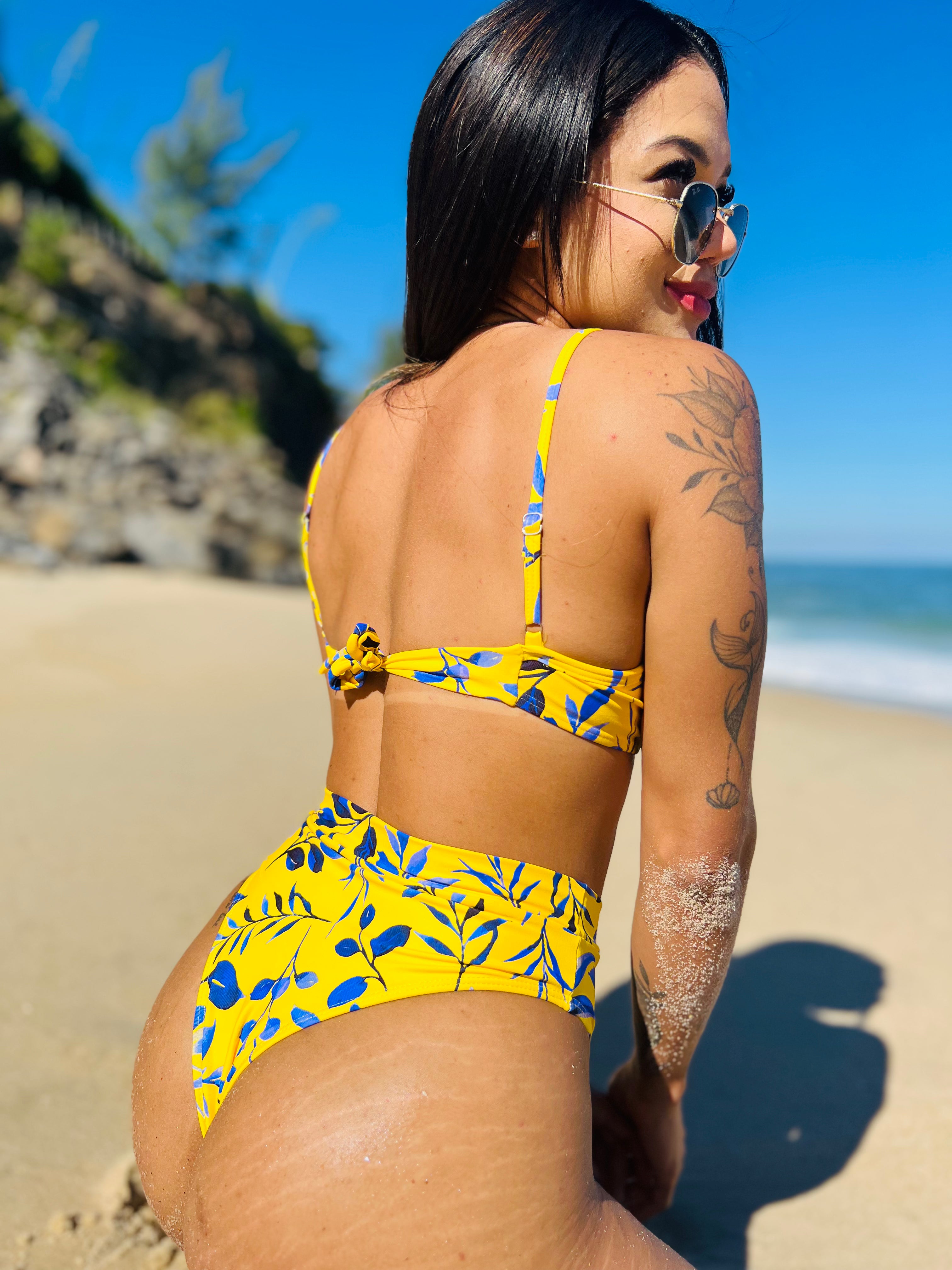 Conjunto Top Meia Taça + Calcinha Hot Pant Cavada Sheets Blue