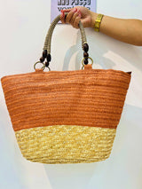 Bolsa de Praia de Palha Bicolor