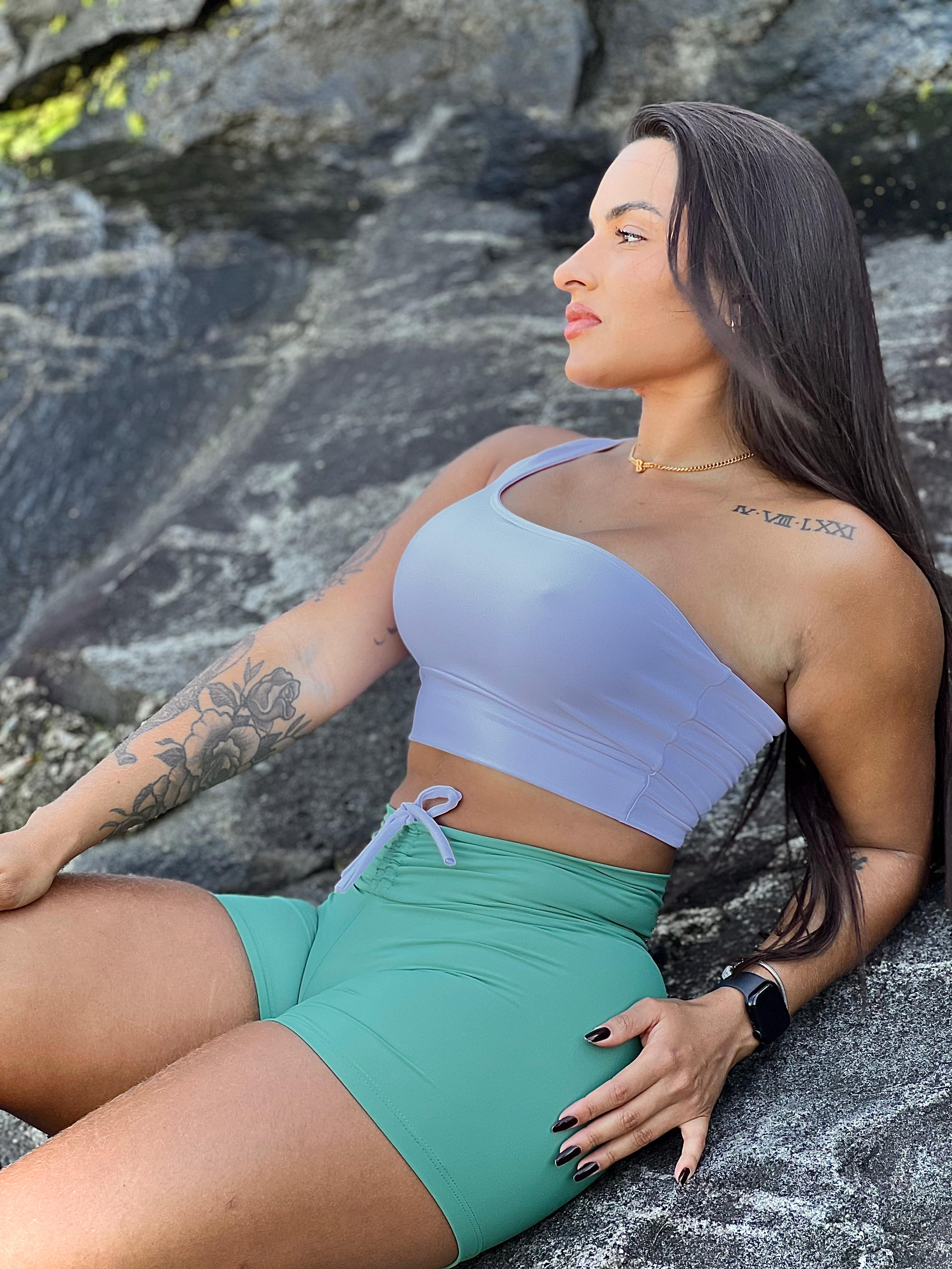 Conjunto Top Lua + Short Green Fit