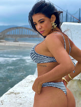 Conjunto Top Meia Taça + Calcinha Asa Delta Crochet All Black