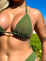 Conjunto Top Cortininha + Asa delta Olive Green