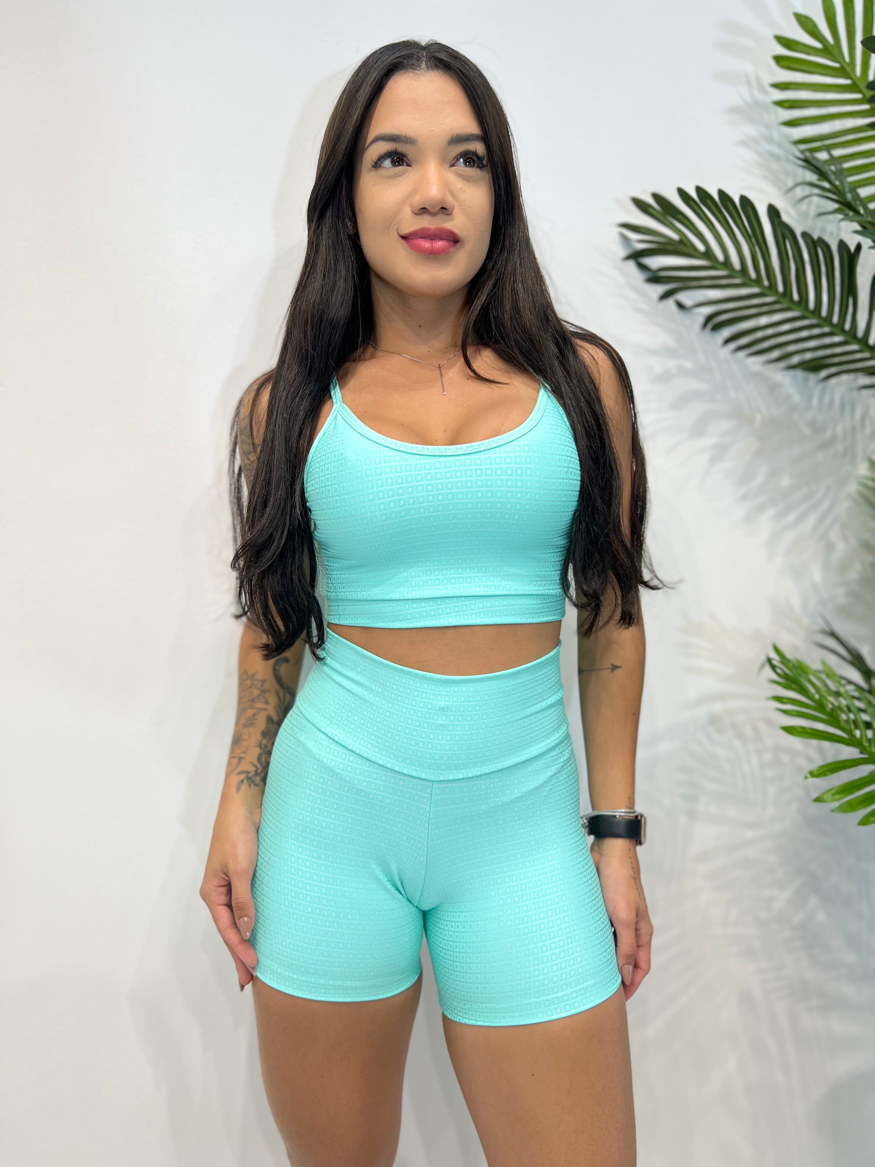 Short Verde Agua Quadros