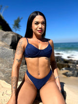 Top Meia Taça Azul Royal Texturizado