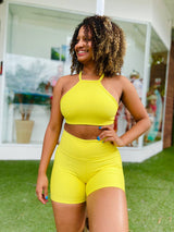 Conjunto Top Cléo + Short Verde Siciliano Texturizado