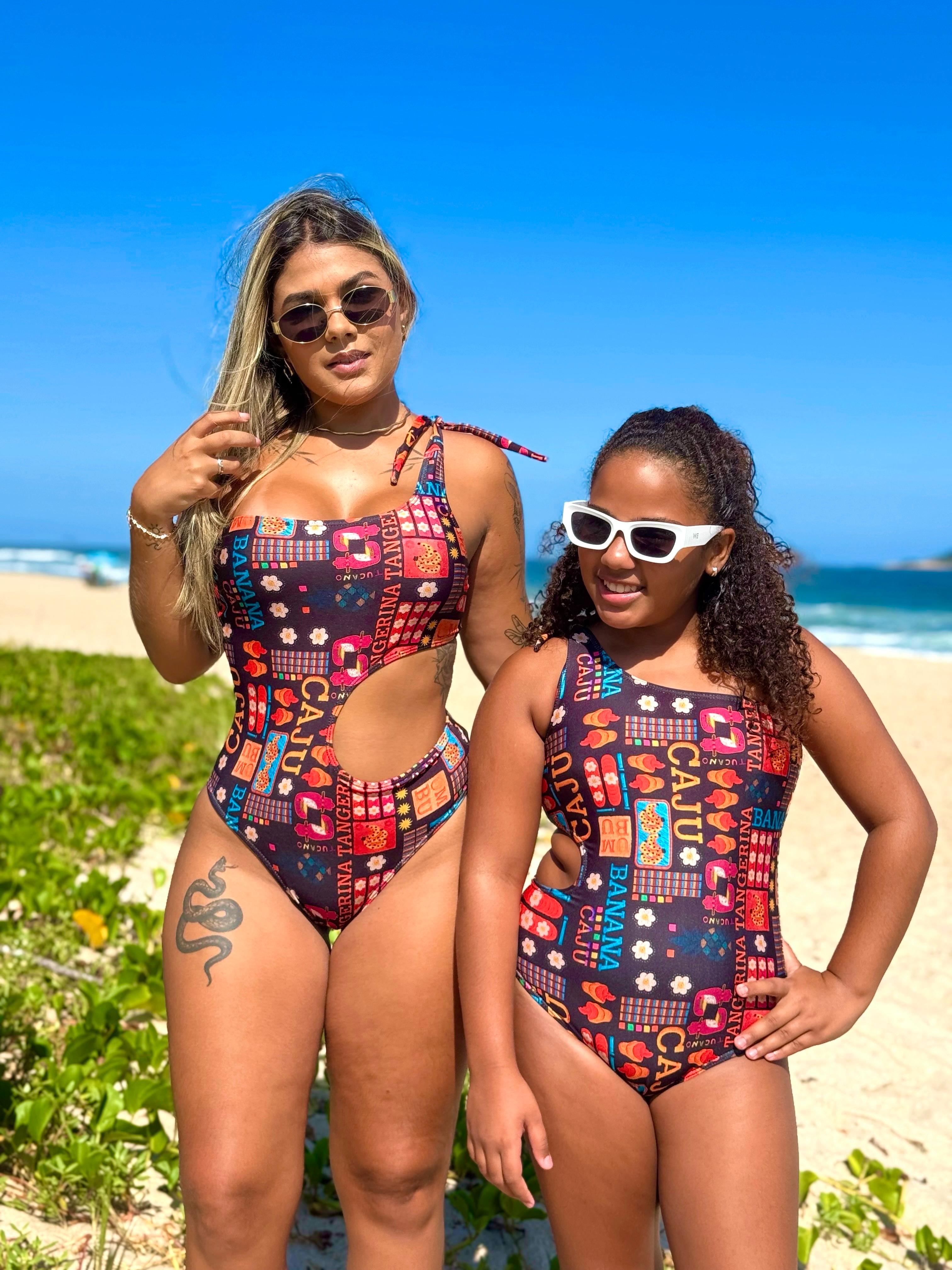 Kit  Sunset Black Maiô Infantil + Maiô Adulto