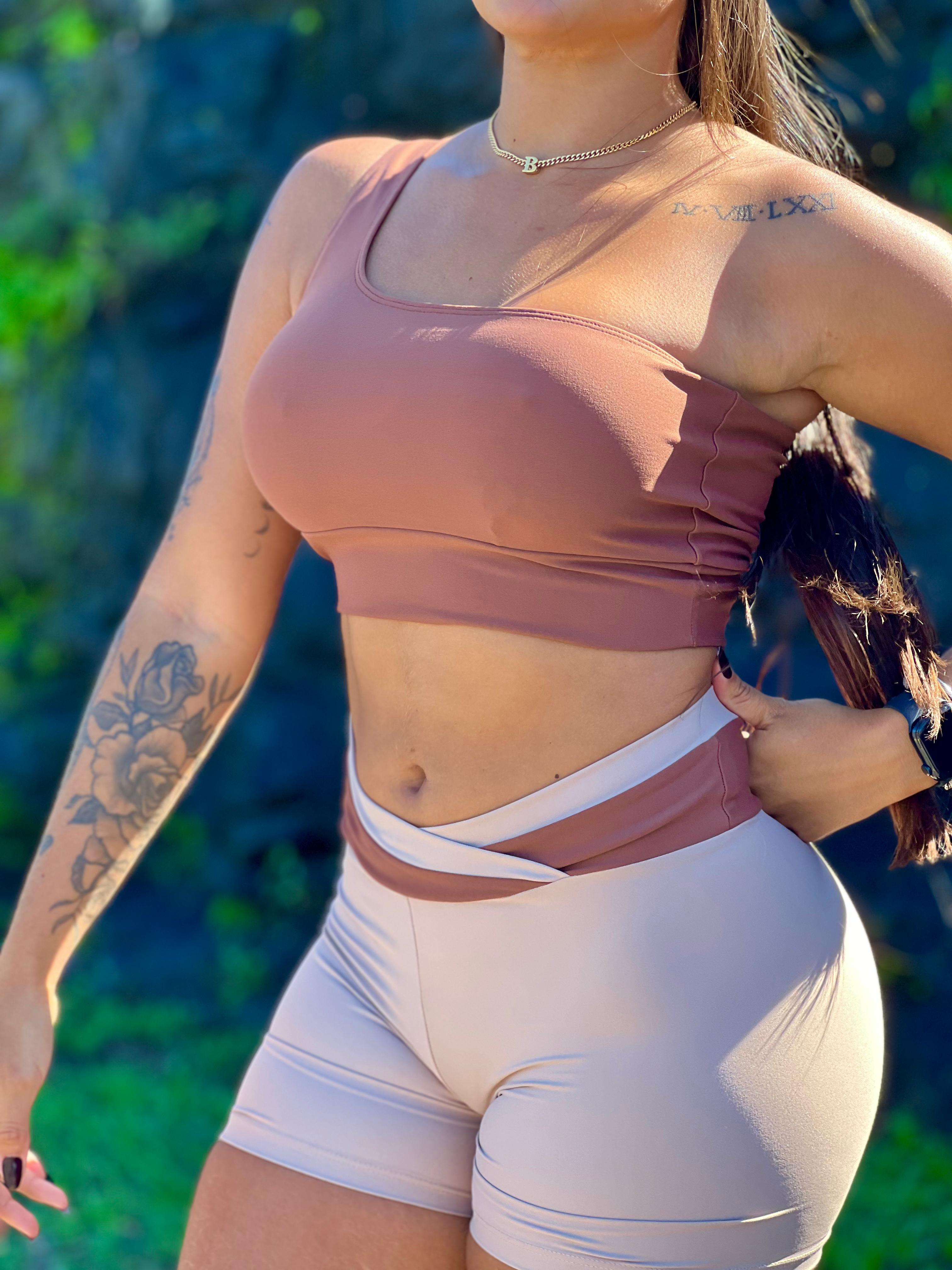 Short Dual Color Marrom