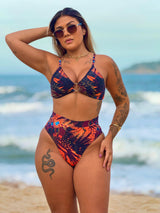Conjunto Top Maldivas + Calcinha Hot Pant Pincelada Selvagem