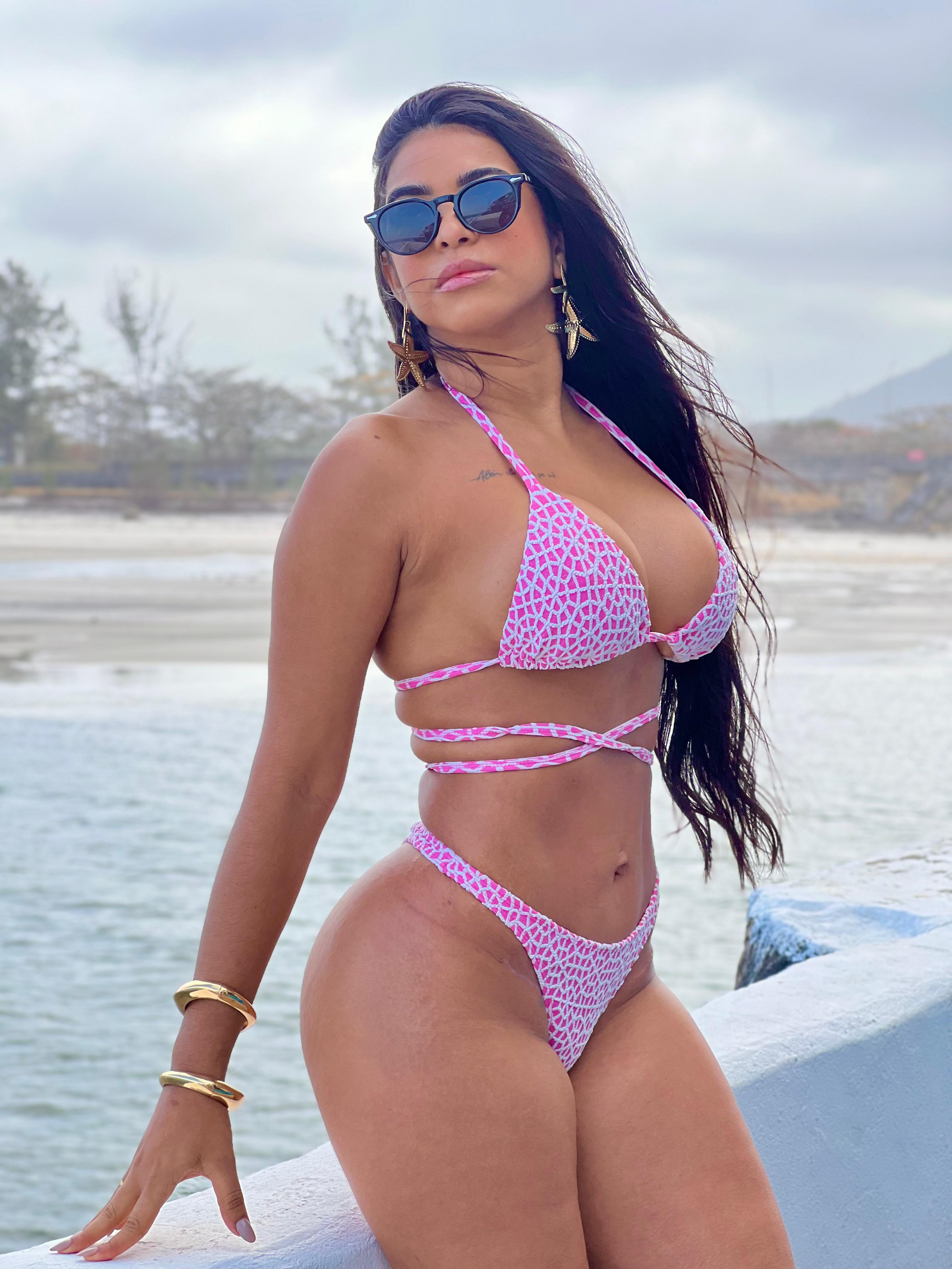 Conjunto Baby Pink Top Cortininha + Calcinha Asa Delta Fina