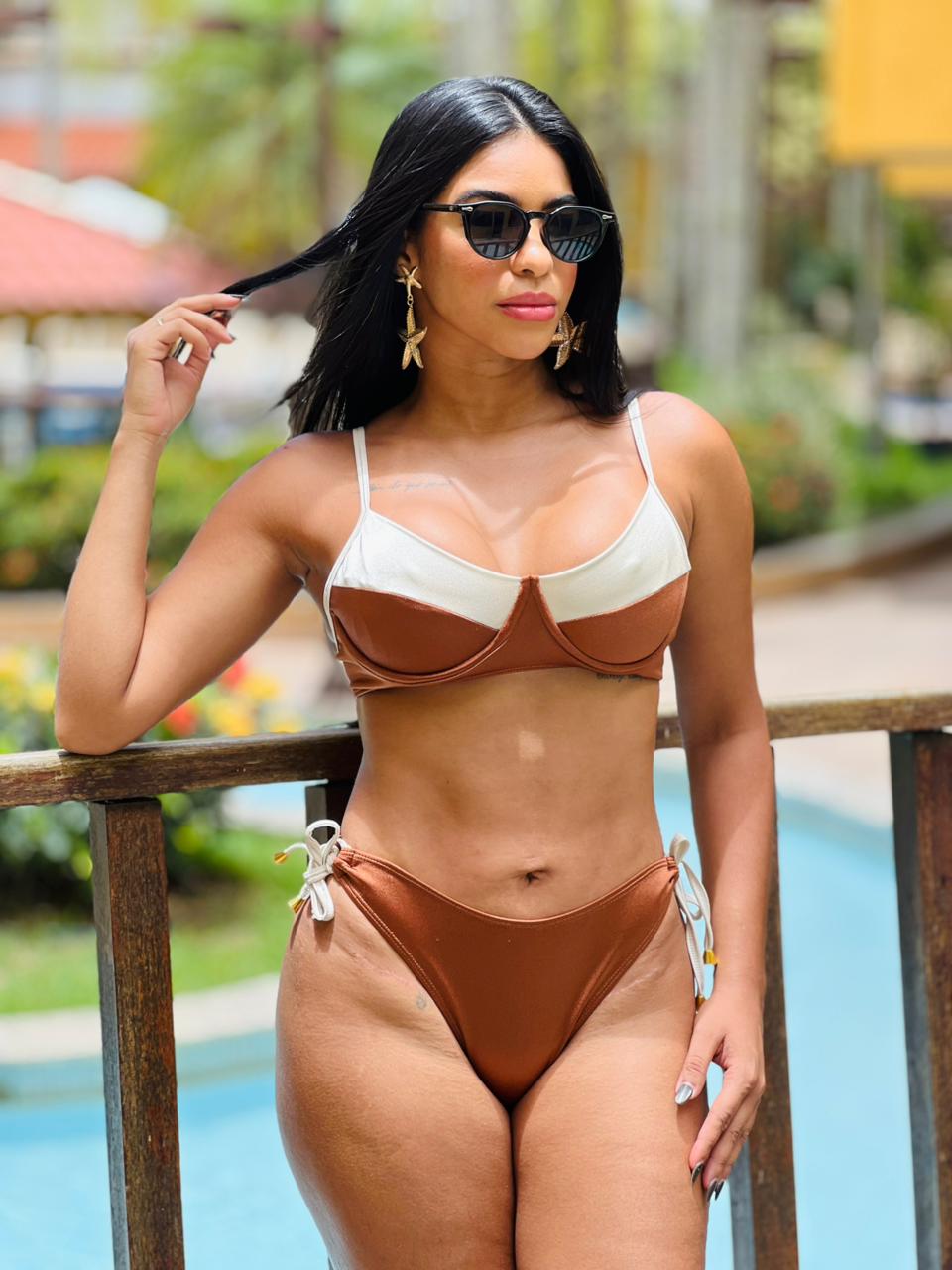 Conjunto Top Meia Taça + Calcinha Fio Duplo Lacinho
