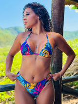 Conjunto Top Cortininha + Calcinha Fio Duplo Tropical