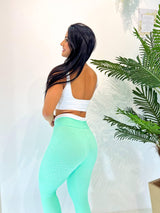 Conjunto Top Maitê Branco + Calça Verde Agua c/ Pala Branca