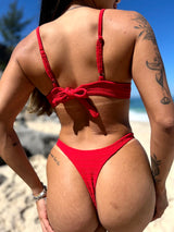Top Meia Taça Monique Vermelho Texturizado
